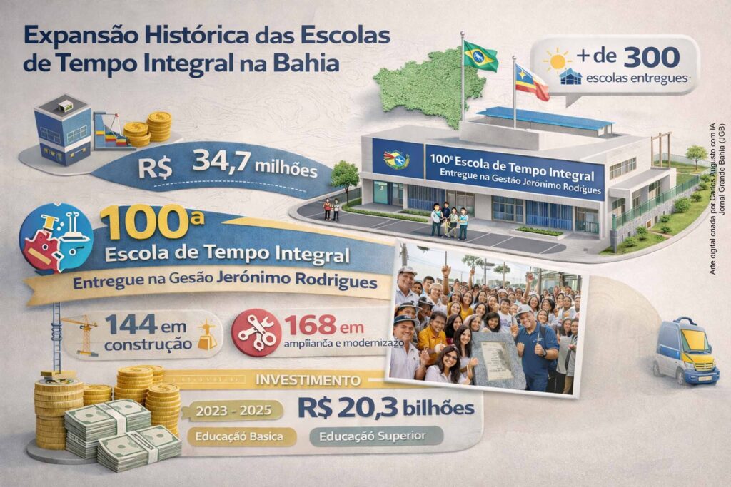 Governador Jerônimo entrega 100ª escola de tempo integral em Maracás e consolida expansão histórica da rede estadual da Bahia
