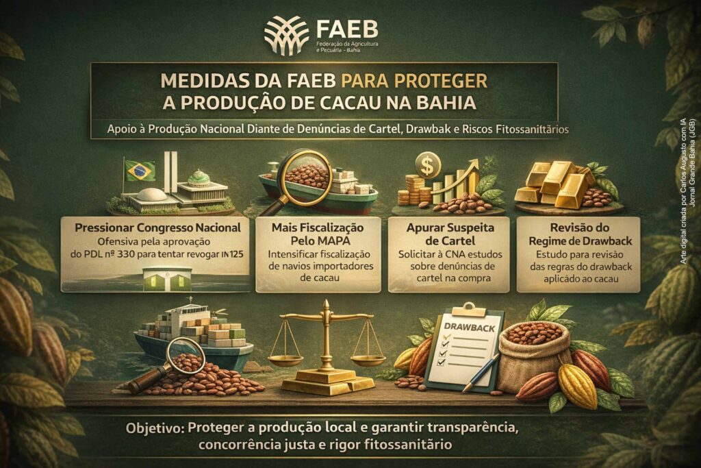 Setor cacaueiro da Bahia reage a denúncias de cartel, critica regime de drawback e pressiona por mudanças na IN nº 125