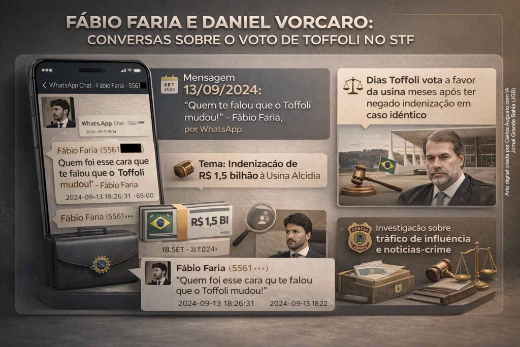 Mensagens revelam conversas sobre voto do ministro do STF Dias Toffoli em ação de R$ 1,5 bilhão e ampliam crise no STF