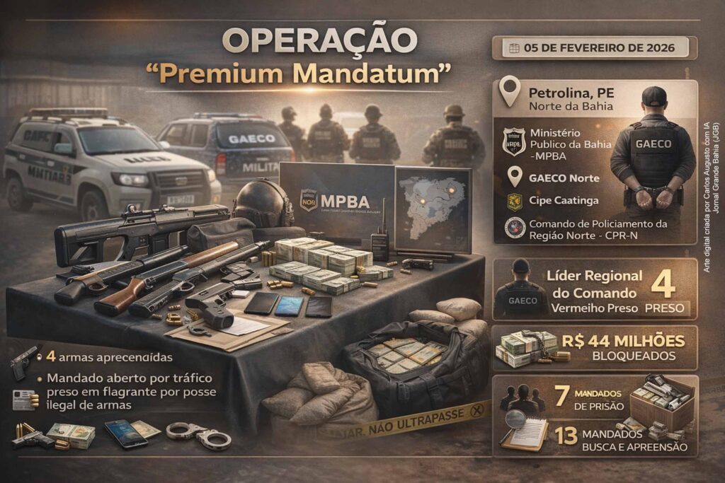 Operação “Premium Mandatum”: líder de facção é preso em Petrolina após ação do MPBA contra organização que atuava no norte da Bahia