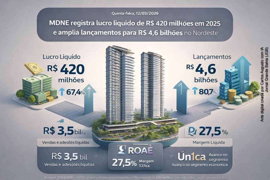 MDNE registra lucro líquido de R$ 420 milhões em 2025 e amplia lançamentos para R$ 4,6 bilhões no Nordeste