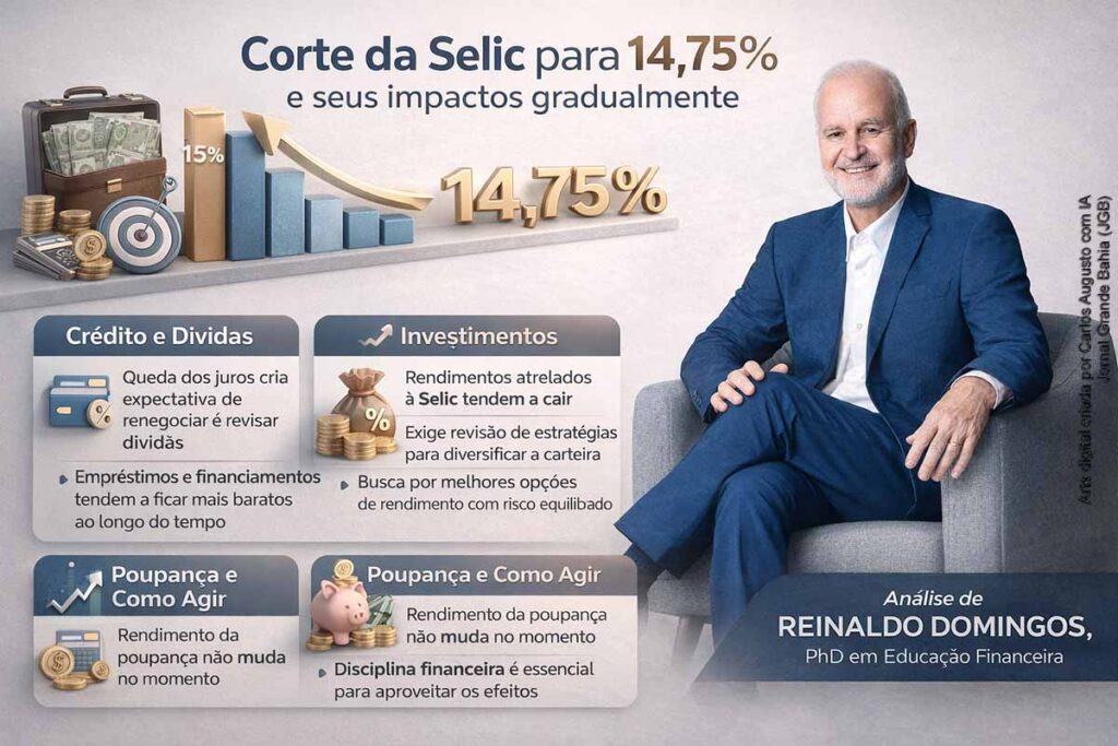 Selic cai para 14,75% ao ano e começa a redesenhar crédito, dívidas e investimentos no Brasil