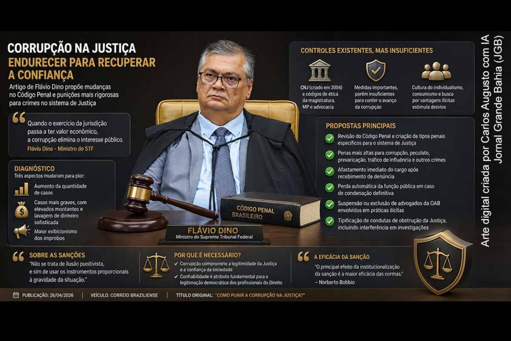 STF e combate à corrupção no Judiciário: artigo de Flávio Dino propõe endurecimento penal e revisão de normas
