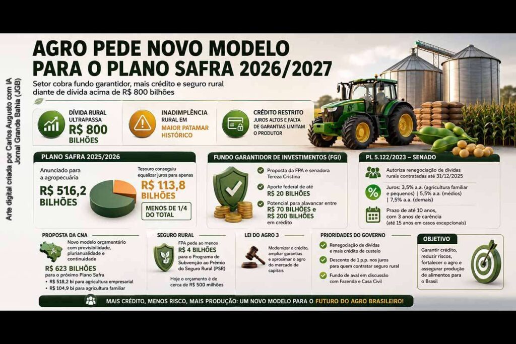 Agro pressiona Governo Lula por novo Plano Safra e fundo garantidor diante de dívida rural acima de R$ 800 bilhões