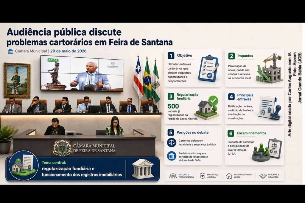 Audiência pública em Feira de Santana debate problemas cartorários que afetam construtores, despachantes e regularização fundiária