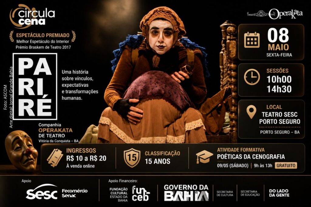 Espetáculo “Pariré” retorna aos palcos no Sesc Porto Seguro com atividade formativa gratuita