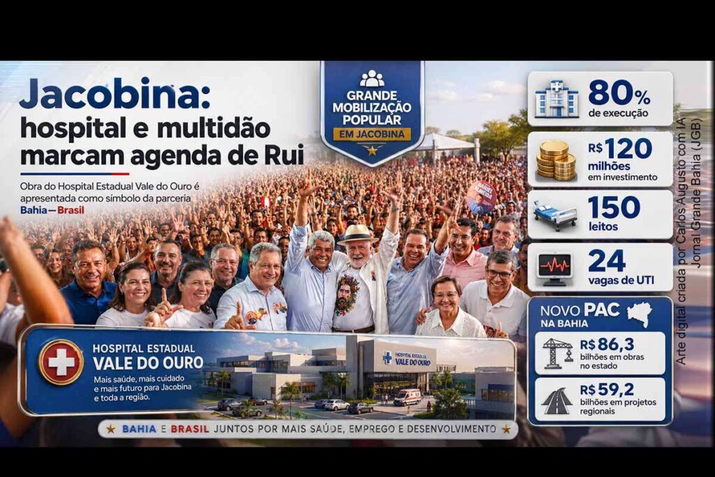 Ex-ministro Rui Costa aponta Hospital Estadual Vale do Ouro, em Jacobina, como símbolo da parceria entre Governos de Lula e Jerônimo