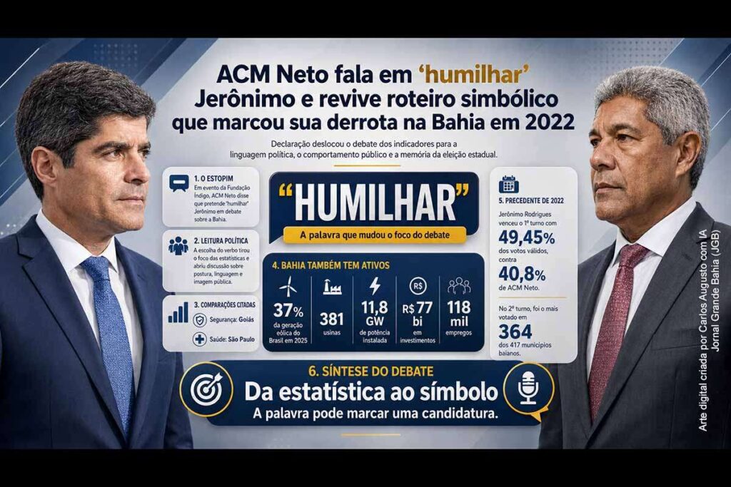 ACM Neto fala em “humilhar” Jerônimo e revive roteiro simbólico que marcou sua derrota na Bahia em 2022