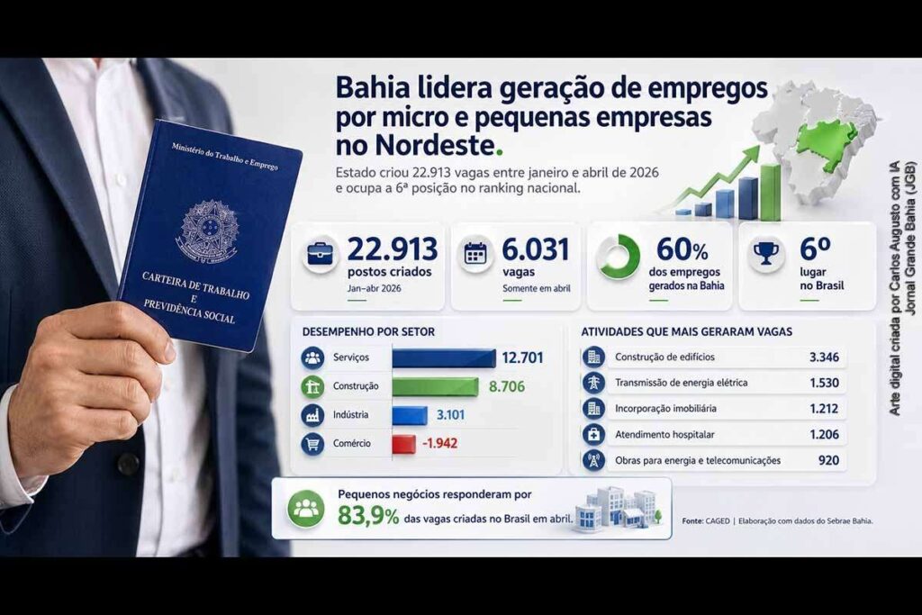 Bahia lidera geração de empregos por micro e pequenas empresas no Nordeste em 2026