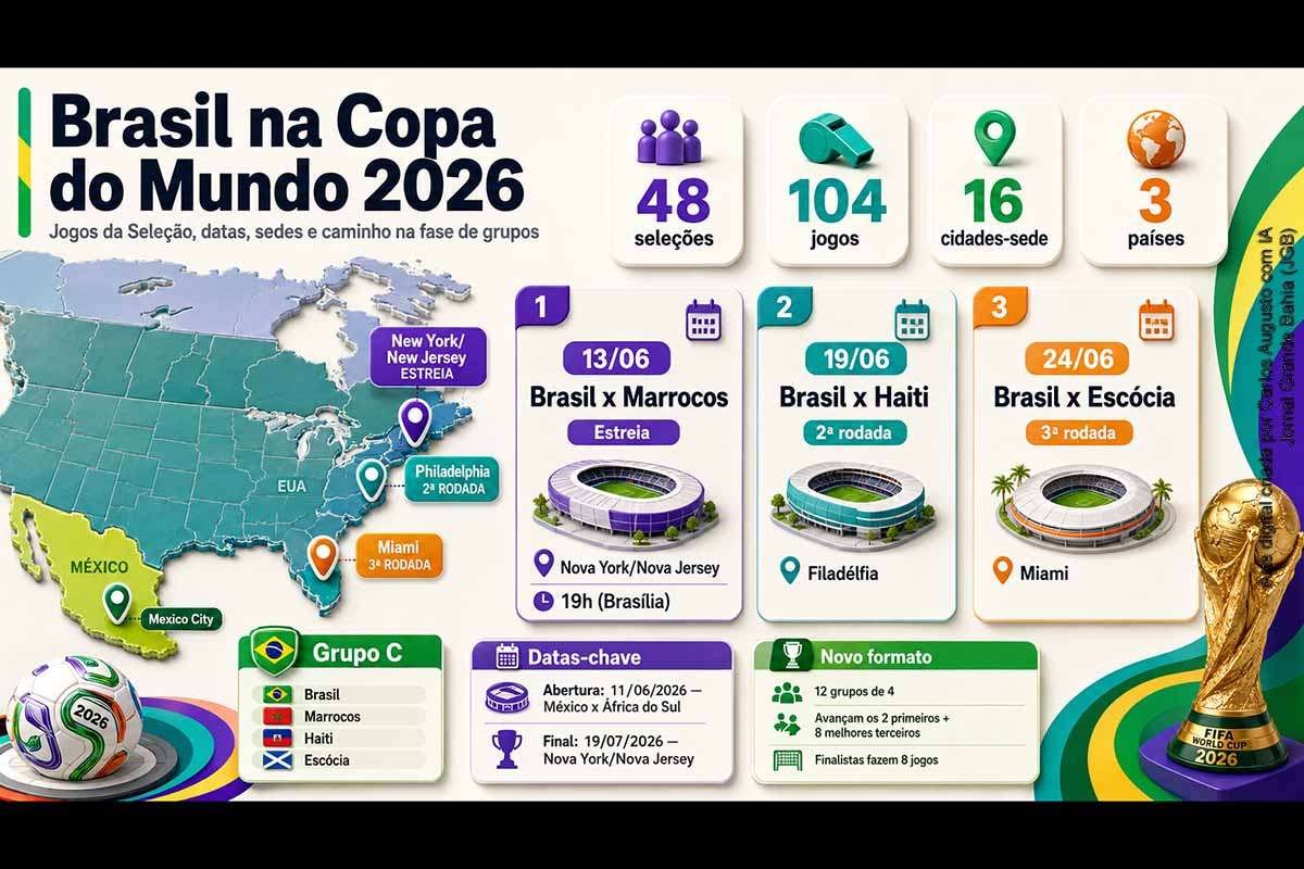 Brasil estreia contra Marrocos na Copa do Mundo de 2026; veja datas, locais e jogos da Seleção