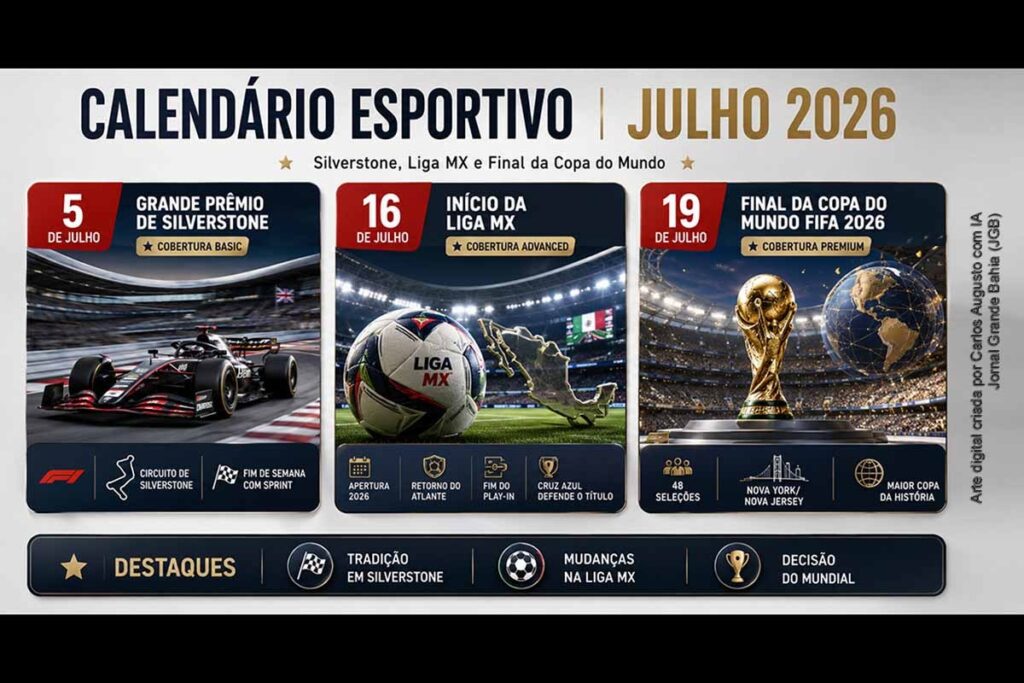 Calendário esportivo de julho de 2026