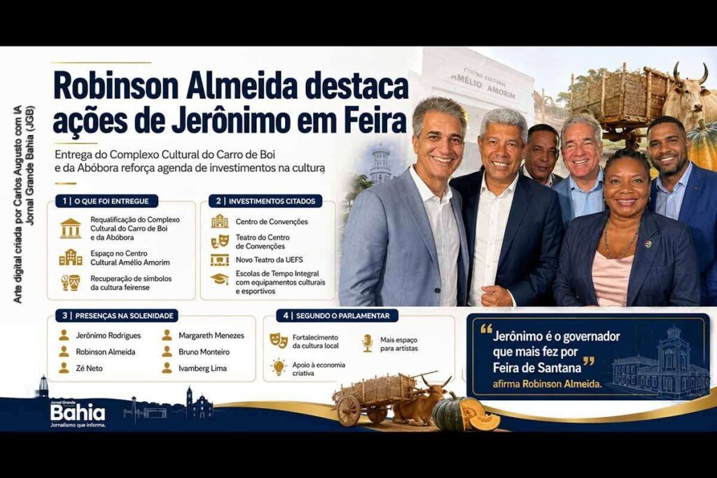 Deputado Robinson Almeida diz que Jerônimo foi o governador que “mais fez por Feira de Santana” durante entrega do Complexo do Carro de Boi e da Abóbora