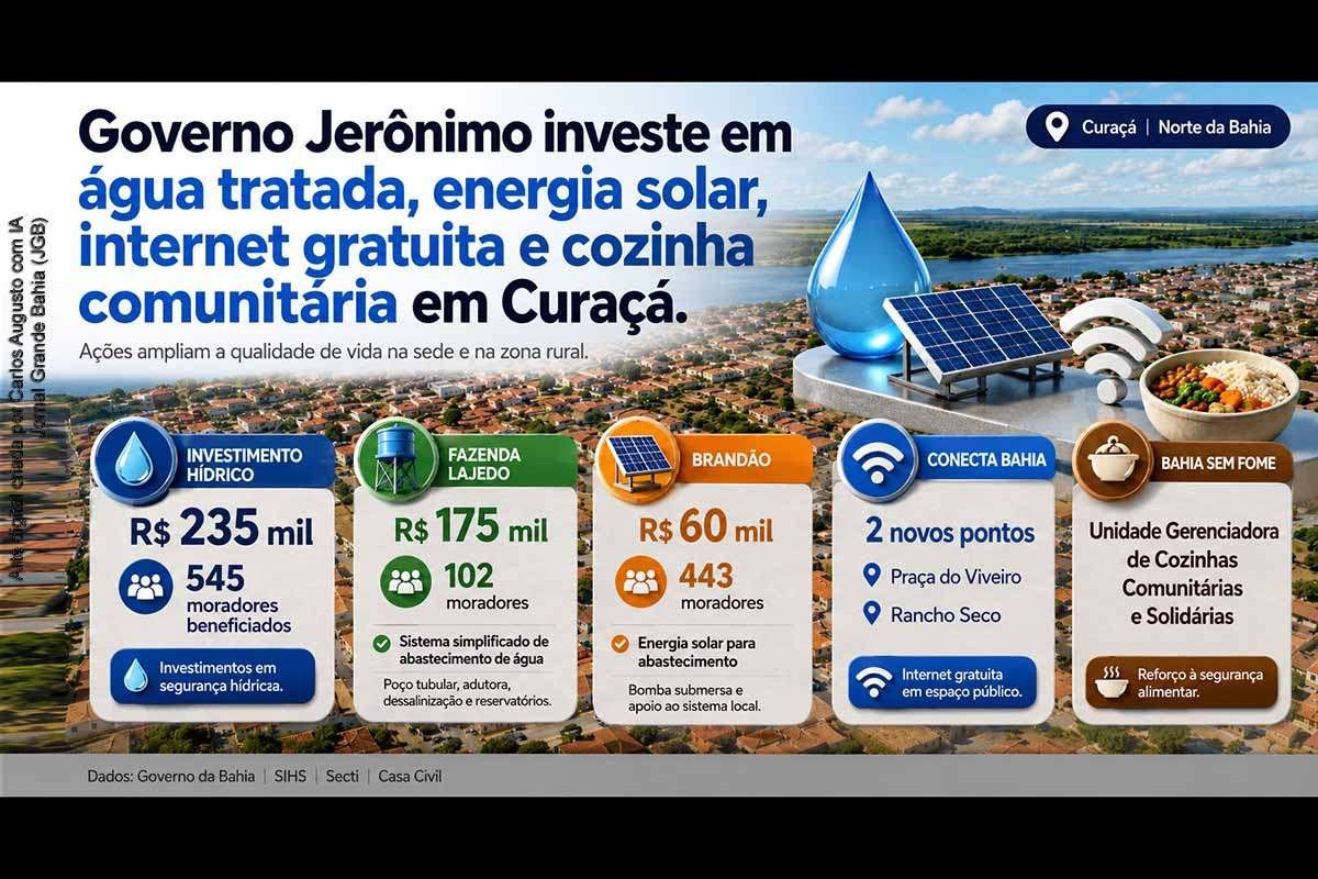 Governo Jerônimo investe em água tratada, energia solar, internet gratuita e cozinha comunitária em Curaçá