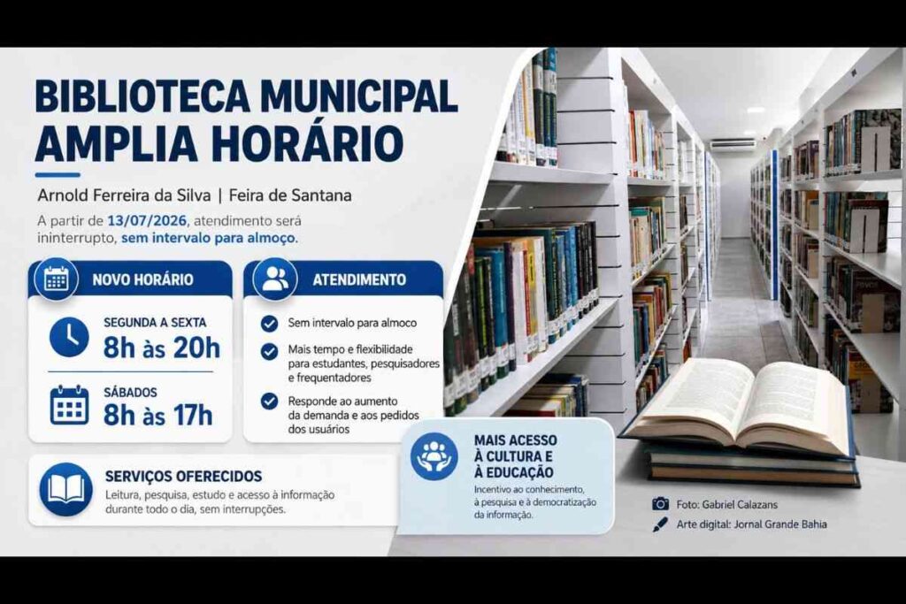 Biblioteca Municipal de Feira de Santana amplia horário de funcionamento 