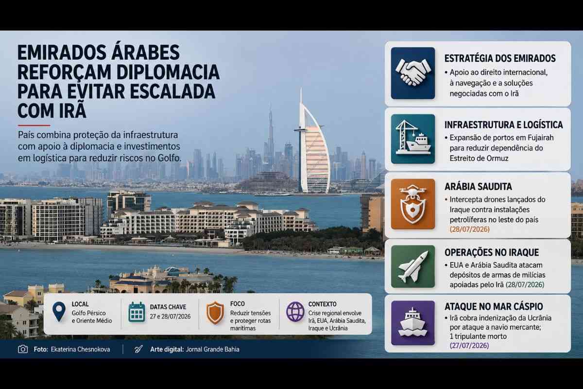 Emirados Árabes ampliam atuação diplomática enquanto conflito entre Irã, EUA e aliados gera novos confrontos no Oriente Médio