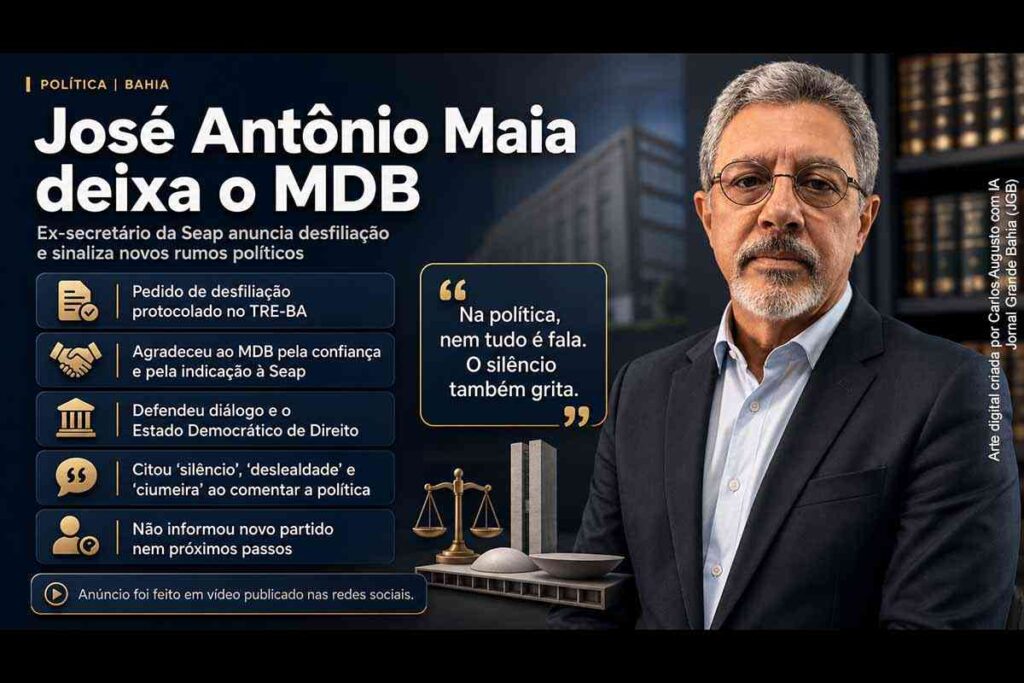 José Antônio Maia deixa o MDB, agradece passagem pela Seap e anuncia novos rumos políticos na Bahia