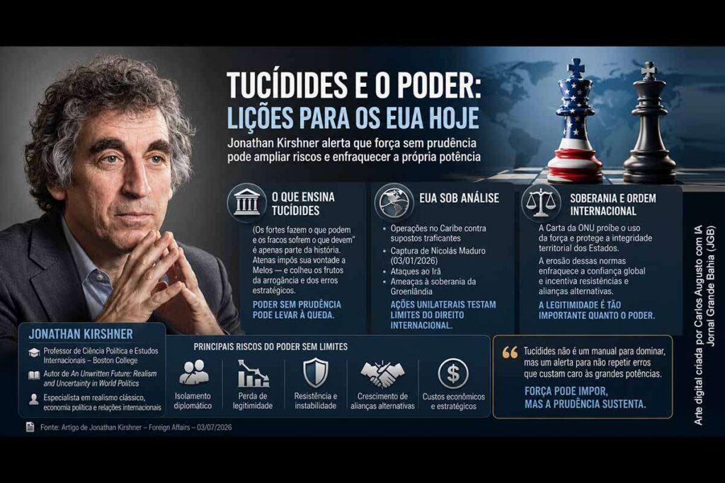 Pesquisador Jonathan Kirshner analisa Tucídides e alerta que poder sem limite pode ampliar riscos para os EUA