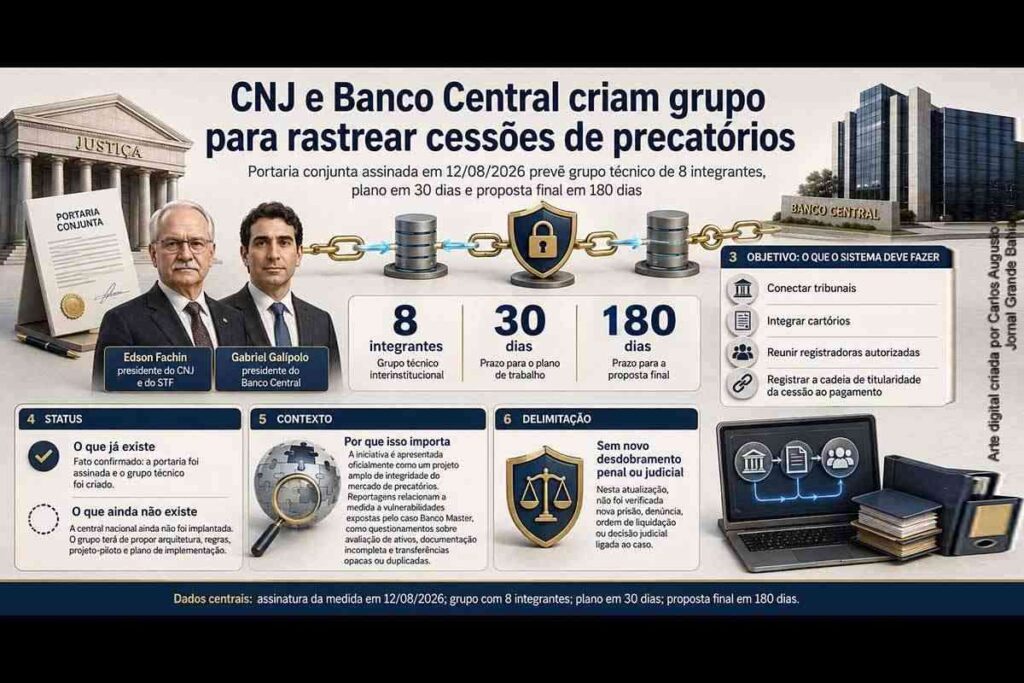 CNJ e Banco Central criam grupo para rastrear precatórios; medida ganha relevância após fragilidades expostas pelo caso Banco Master