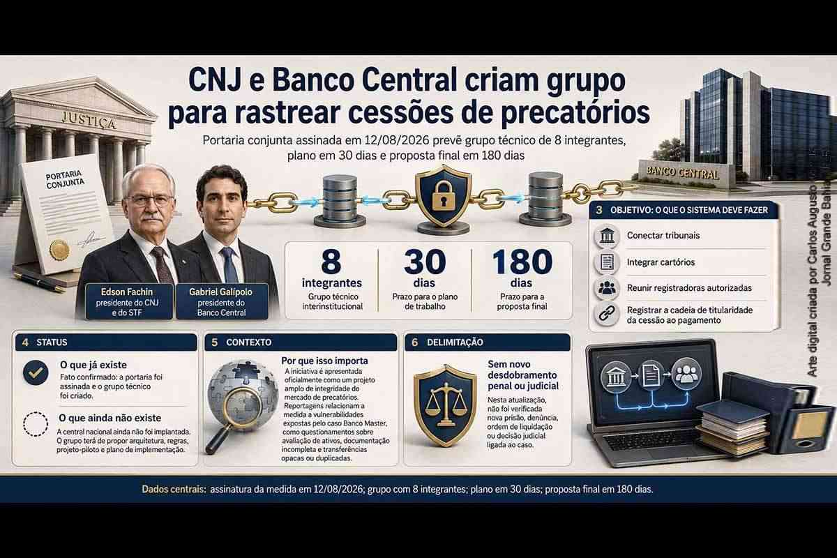 CNJ e Banco Central criam grupo para rastrear precatórios; medida ganha relevância após fragilidades expostas pelo caso Banco Master