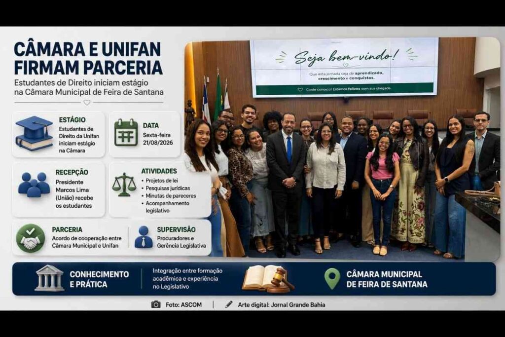 Câmara Municipal de Feira de Santana e Unifan firmam parceria para estágio de estudantes de Direito