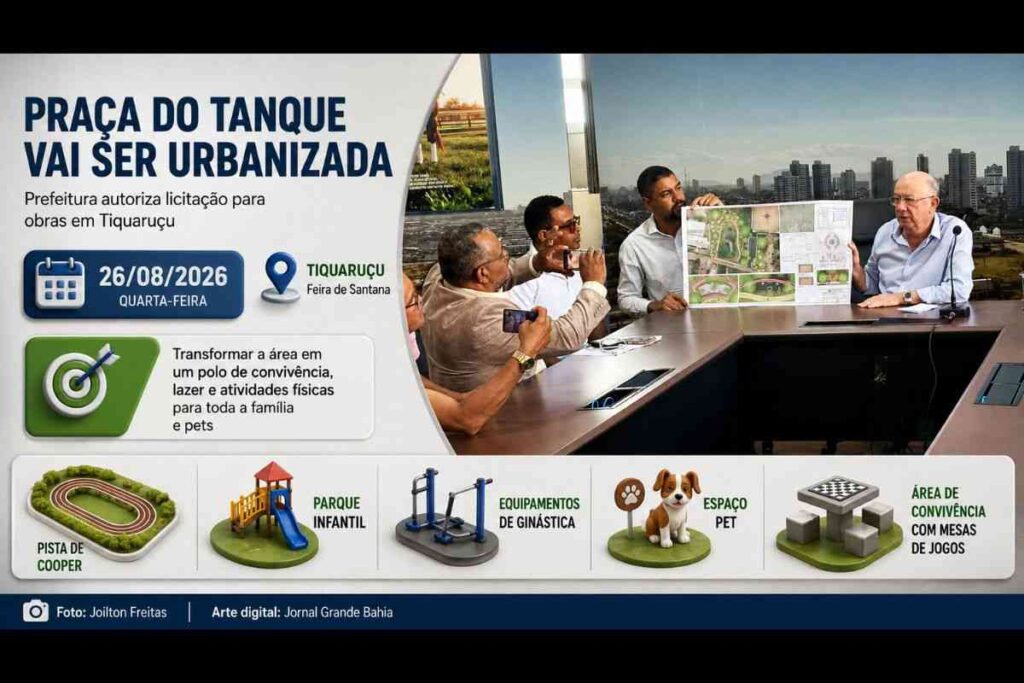 Feira de Santana: Prefeito José Ronaldo autoriza licitação para urbanização da Praça do Tanque no Distrito de Tiquaruçu