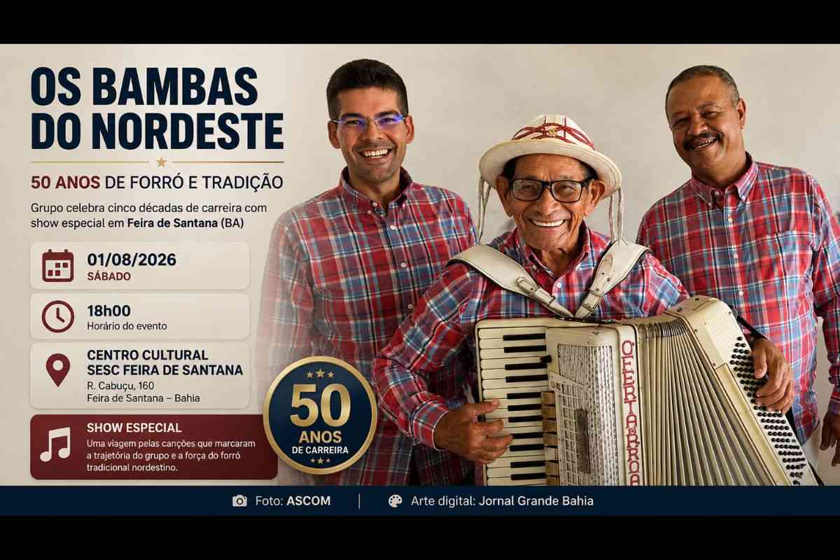 Os Bambas do Nordeste celebram 50 anos de carreira com show em Feira de Santana