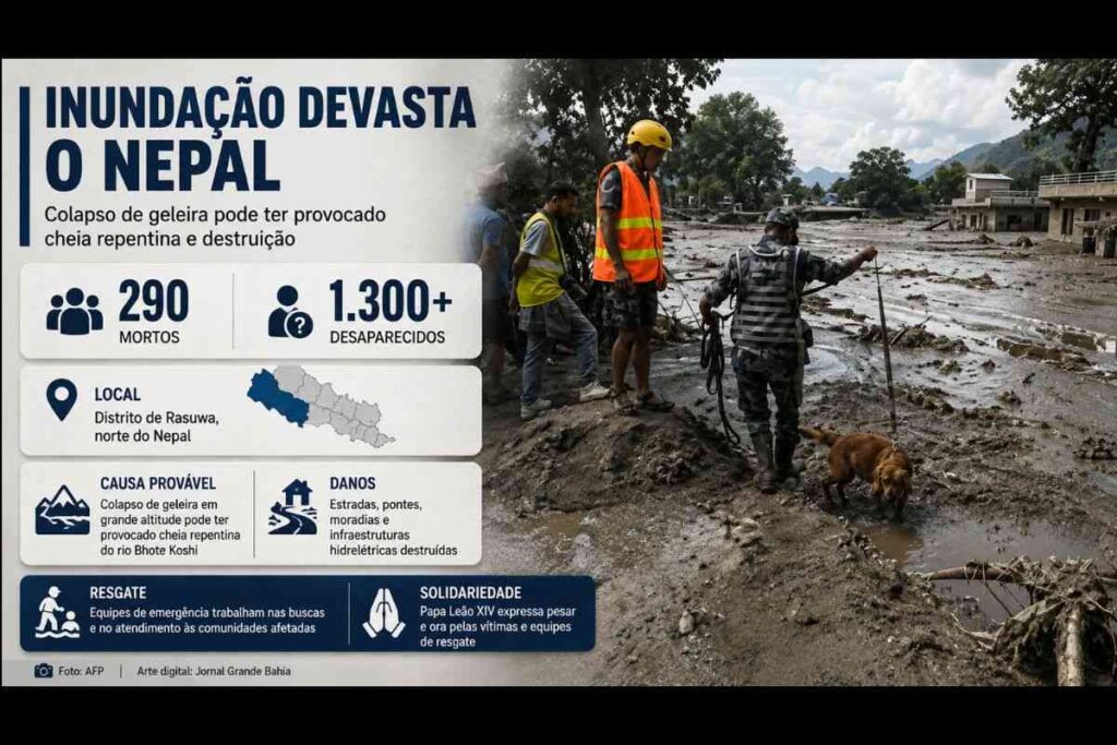 Papa Leão XIV manifesta pesar pelas vítimas de inundação no Nepal que deixou 290 mortos e mais de 1.300 desaparecidos