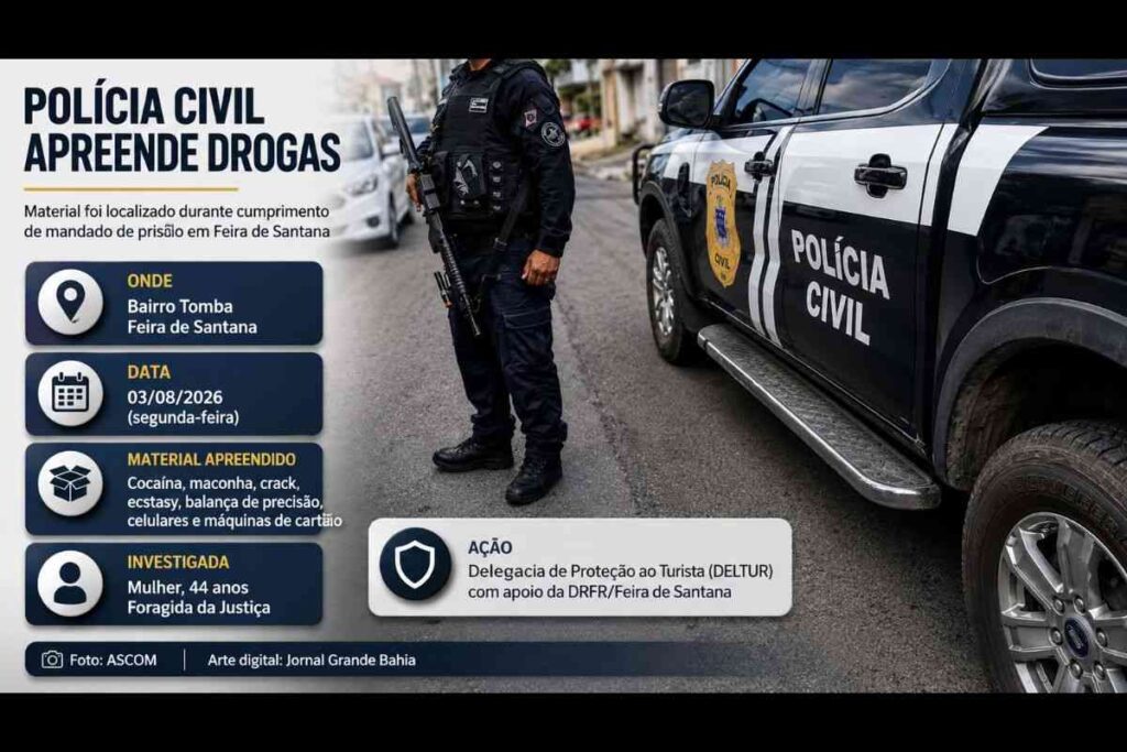Polícia Civil apreende cocaína, maconha, crack, ecstasy e balança de precisão durante operação em Feira de Santana