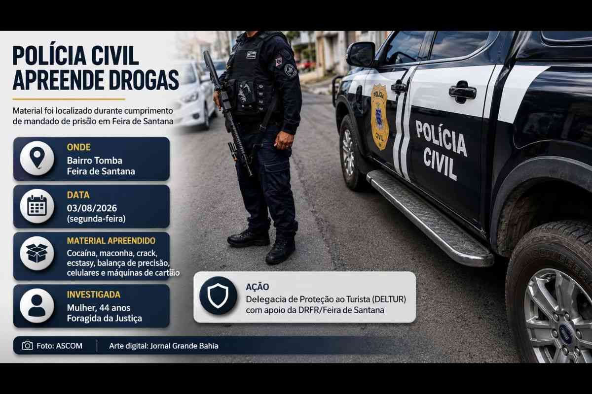 Polícia Civil apreende cocaína, maconha, crack, ecstasy e balança de precisão durante operação em Feira de Santana