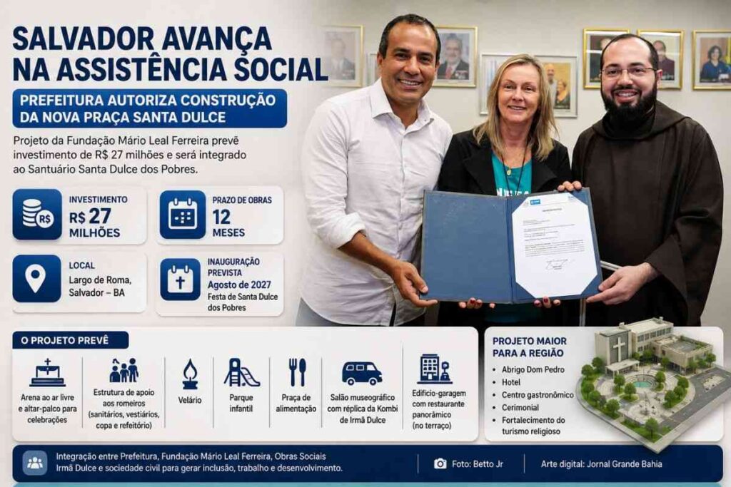 Prefeitura de Salvador autoriza nova Praça Santa Dulce com investimento de R$ 27 milhões no Largo de Roma