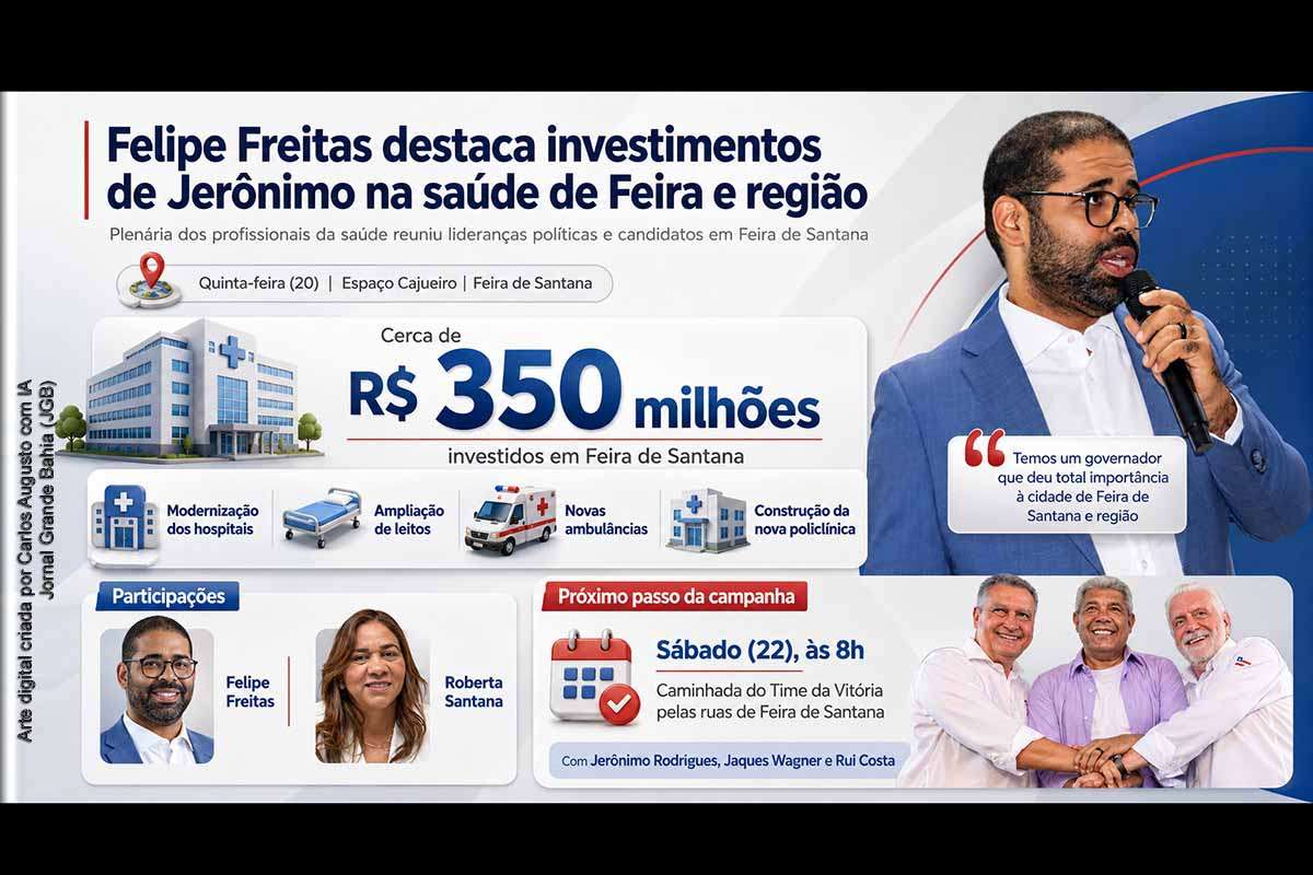 Secretário estadual Felipe Freitas cita R$ 350 milhões na saúde de Feira de Santana e PT prepara caminhada com Jerônimo, Wagner e Rui