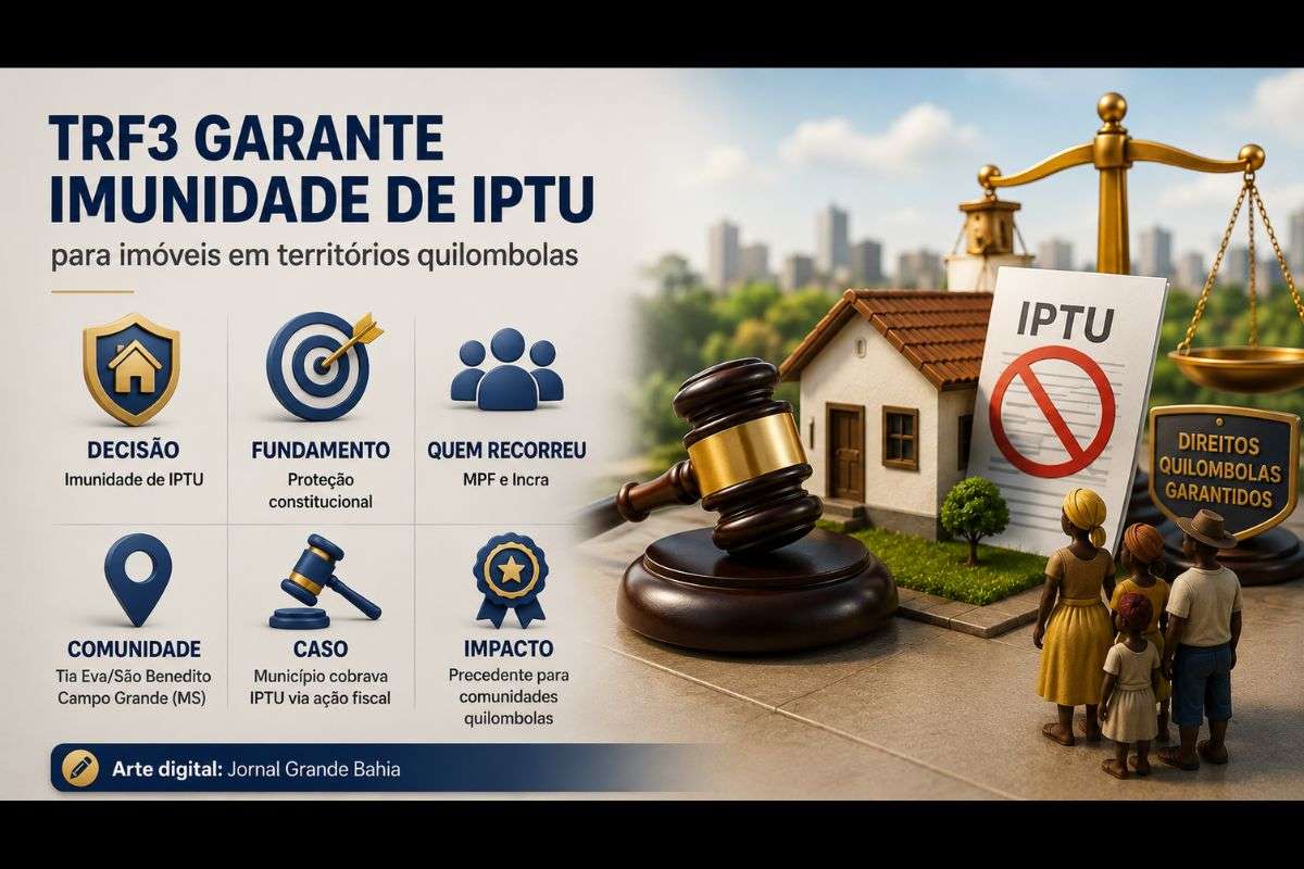 TRF3 reconhece imunidade de IPTU para imóveis em territórios quilombolas mesmo sem conclusão da titulação