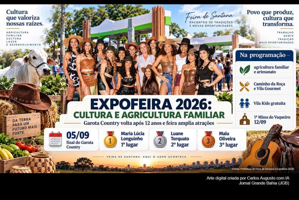 Expofeira 2026 reúne agricultura familiar, gastronomia, música e tradições; Garota Country retorna após 12 anos em Feira de Santana sob liderança do Governo Ronaldo