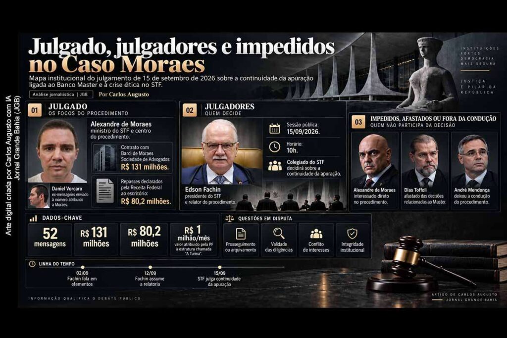 Ministro Edson Fachin assume Caso Moraes e torna arquivamento improvável; Banco Master expõe crise ética do STF e risco de captura do Estado | Por Carlos Augusto 