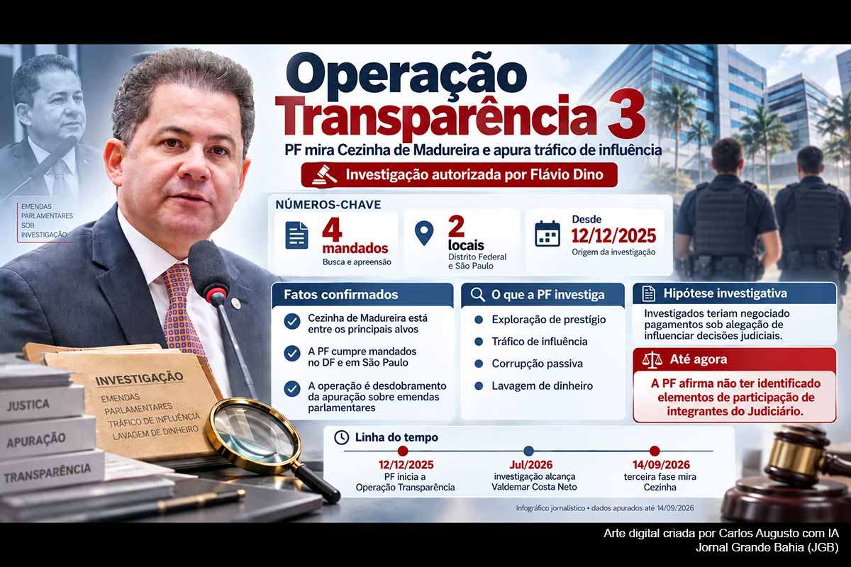 Operação Transparência 3 mira deputado Cezinha de Madureira e apura tráfico de influência sobre decisões judiciais