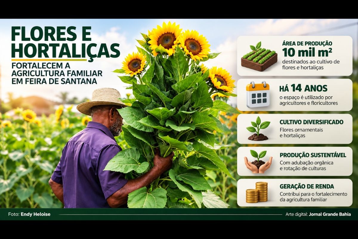 Agricultura familiar em Feira de Santana: Cultivo de flores e hortaliças gera renda em área de 10 mil m²