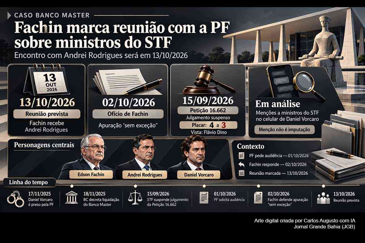 Caso Banco Master: Edson Fachin marca reunião com PF para outubro de 2026 e cobra apuração “sem exceção” de menções a ministros do STF