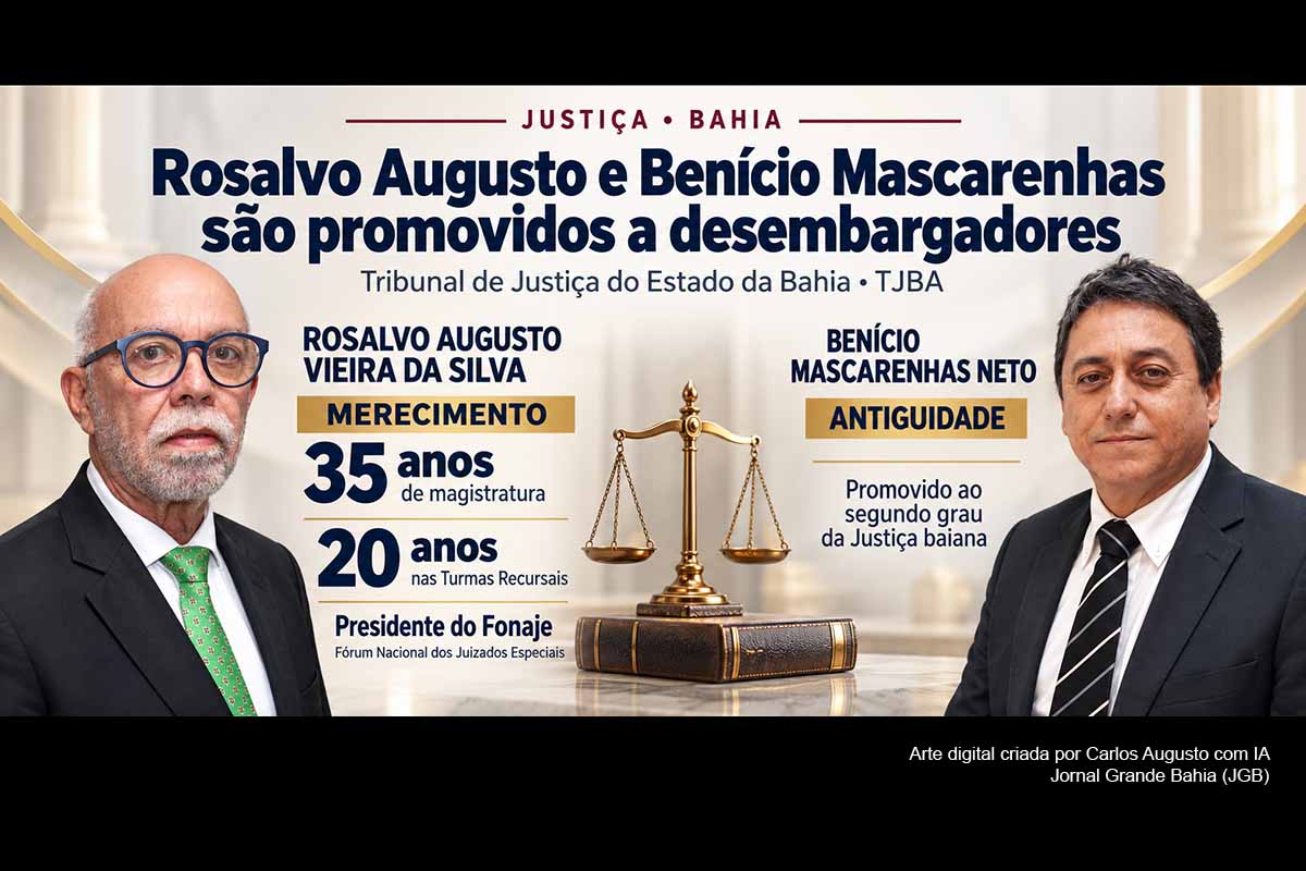Rosalvo Augusto é promovido a desembargador do TJBA por merecimento; Benício Mascarenhas ascende por antiguidade