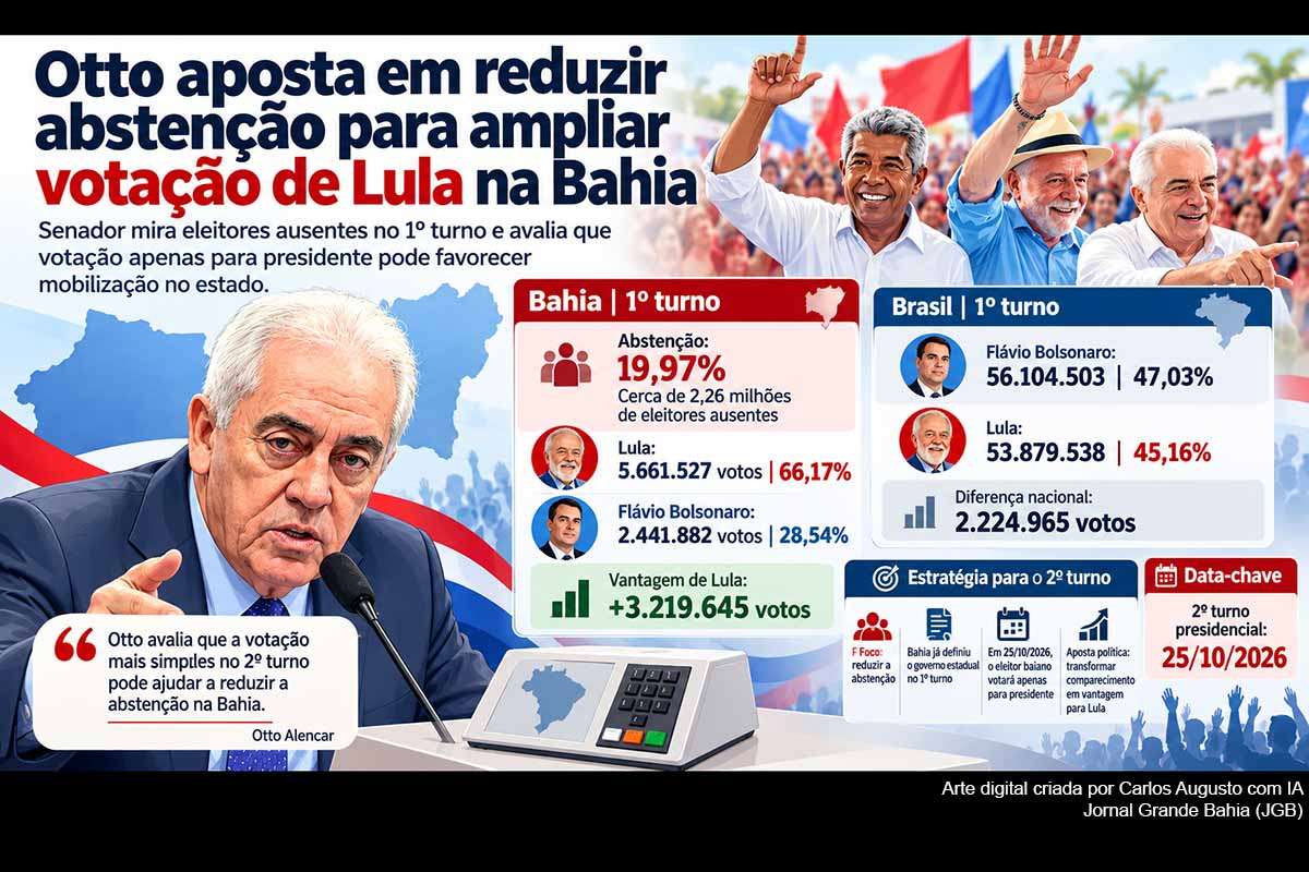 Senador Otto Alencar aposta em reduzir abstenção para ampliar votação de Lula na Bahia no 2º turno