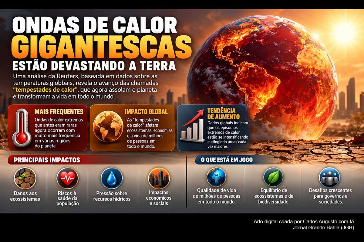 ‘Tempestades de calor’ saltam de 5 para 102 por ano; Vera alcançou 85% do planeta em 367 dias, revela Reuters
